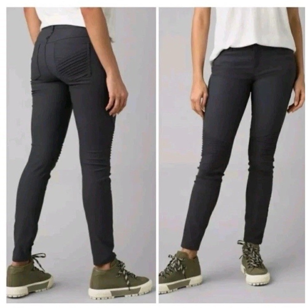 PRANA Brenna Moto Skinny Stretch Pants Womens Size 4 Gray Mid Rise W4BREN315